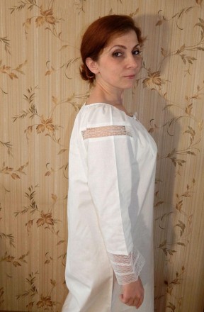 Крестильная рубашка для взрослых, модель "Gloria" ("Глория"). Хрестильна сорочка. . фото 3