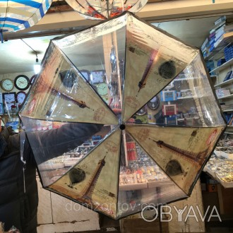 Оригинальный прозрачный женский зонт-трость Париж 5 для тех, кто следит за модой. . фото 1