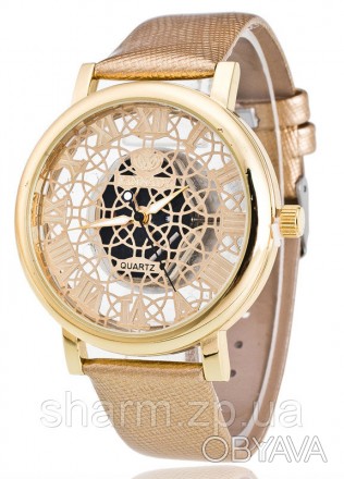 Женские часы Кружево Скелетон золотистые 
- механизм - кварцевый,
- циферблат - . . фото 1