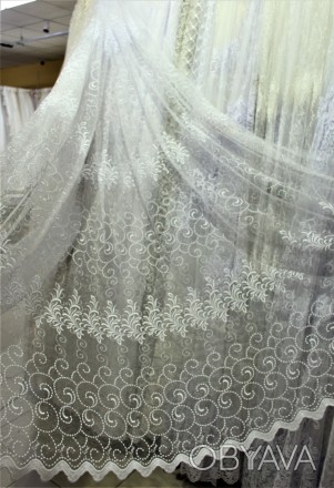 Тюль-гардина от турецкого производителя с волнистым узором. Цвет белый, основа т. . фото 1