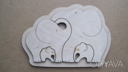 Пазл детский деревянный "Семейка слонов" Игрушка деревянный пазл детский изготов. . фото 1