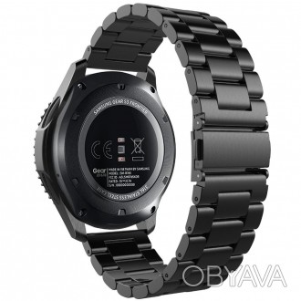 Ремешок, браслет для смарт-часов Samsung Gear S3, черный, BeWatch.Стильная, вечн. . фото 1