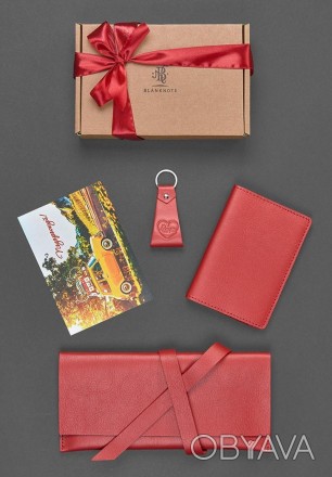 Подарочный набор женский красный (ручная работа)
1. Клатч-кошелек кожаный
 Разме. . фото 1