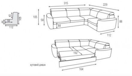 Пропонуємо модульний диван-трансформер Мілан, розмір кутового дивана на головном. . фото 11