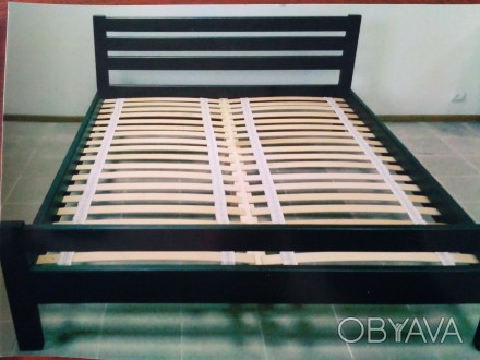 ліжко деревяне(вільха) двухспальне власного виробництва з ламелями без матраца(м. . фото 1