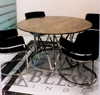 Мраморный столик столик модерн из  нержавейки и стекла. 

Столешница может быт. . фото 3