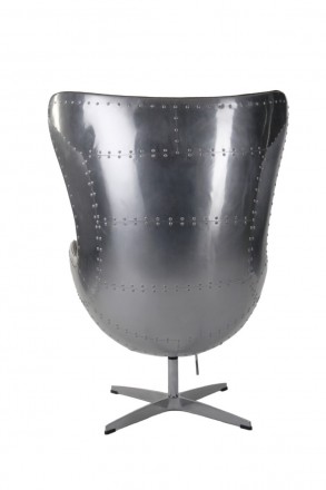 Дизайнерское кресло Aviator Egg chair (Эгг) алюминий, коричневая (черная) кожа
. . фото 4