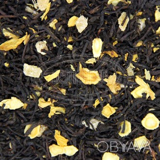 Черный чай с кусочками женьшеня, цукатами имбиря и лепестками подсолнечника. Име. . фото 1