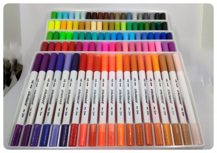 Набор арт-маркеров BORRENCE DUAL TIP Brush Pens 100 цветов 

* 100 уникальных,. . фото 2