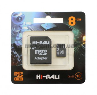 Карта пам'яті MicroSDHC 8Gb HI-RALI Class 10 (адаптер SD). Запорожье. фото 1 Карта пам'яті MicroSDHC 8Gb HI-RALI Class 10 (адаптер SD). Запорожье. фото 1