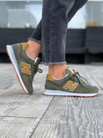 Подростковые кроссовки New Balance 574 New Army Green / Yellow 39 - на ногу до 2