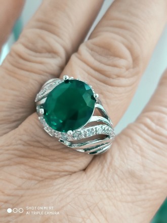 Очень интересное кольцо перстень с крупным Изумрудом(фианитом),красивого именно . . фото 12