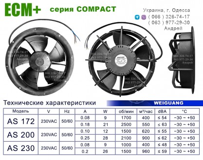 Заказать или купить в Одессе НОВЫЕ осевые ECM+ вентиляторы WEIGUANG серии COMPAC. . фото 2